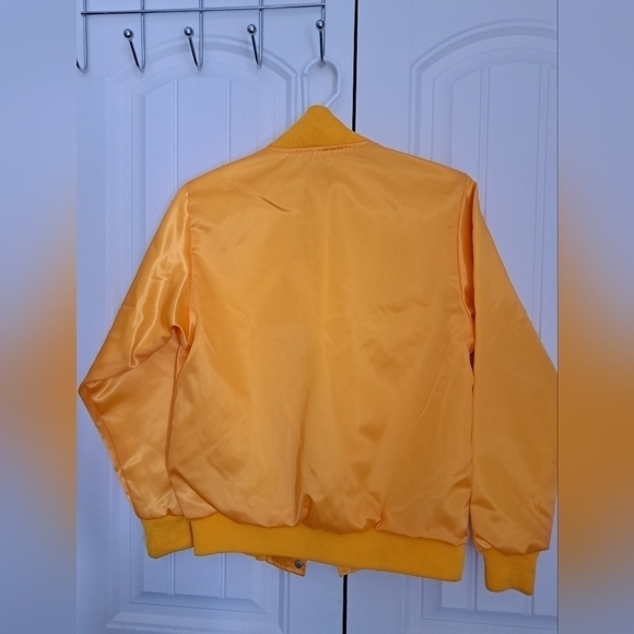 VTG BIRDIE RICHARD A LESLIE satiny jacket bright yellow snap front ladies XS - Picture 3 of 7